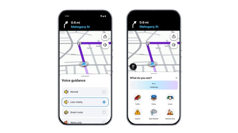 صورة للتبديل الأقل دردشة في Waze وإعداد التقارير التحادثية.